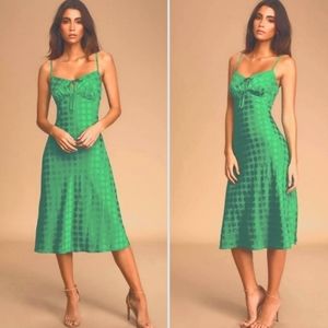 NWT Lulu's Dot The Way Emerald Green Dress XL Gorgeous!